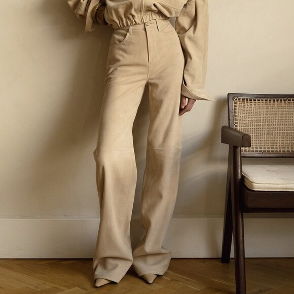 Helsa Pants - Helsa Suede 5 Pocket Pants in Sandy Beige